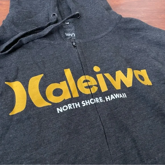 HURLEY HALEIWA HAWAII SURFS UP GRAY HOODIE SZ MEDIUM M - Picture 2 of 7